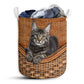 Tabby Cat Rattan Texture Laundry Basket For Bathroom Bedroom Storage