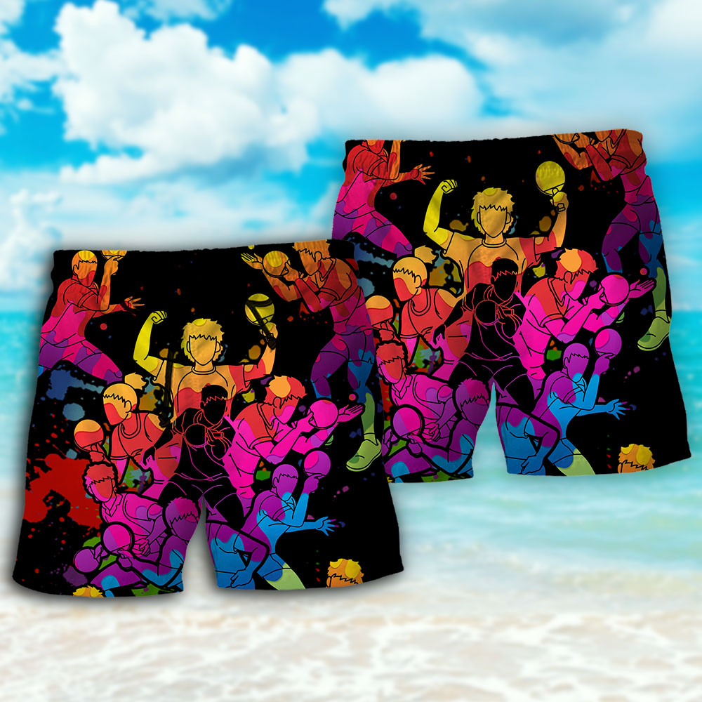 Table Tennis Colorful Motion Beach Shorts Graphic Detail For Resort Trips And Casual Outings