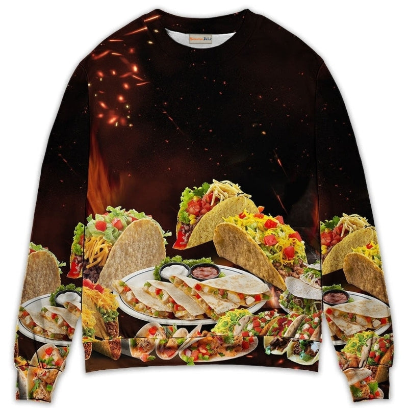 Tacos Fast Food Delicious Sweater For Weekend Outings Parties And Thoughtful Gift Giving