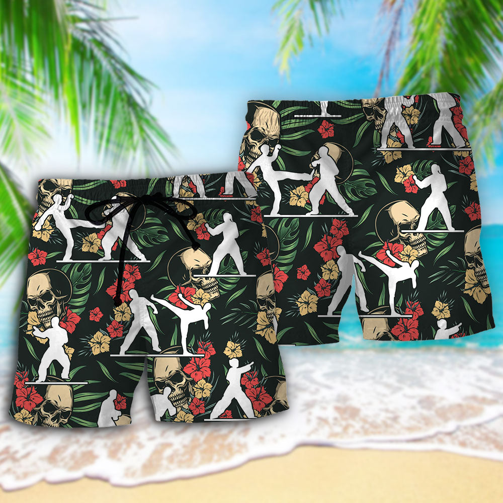 Taekwondo Tropical Floral Motion Beach Shorts For Sunny Holidays And Comfortable Daily Styling