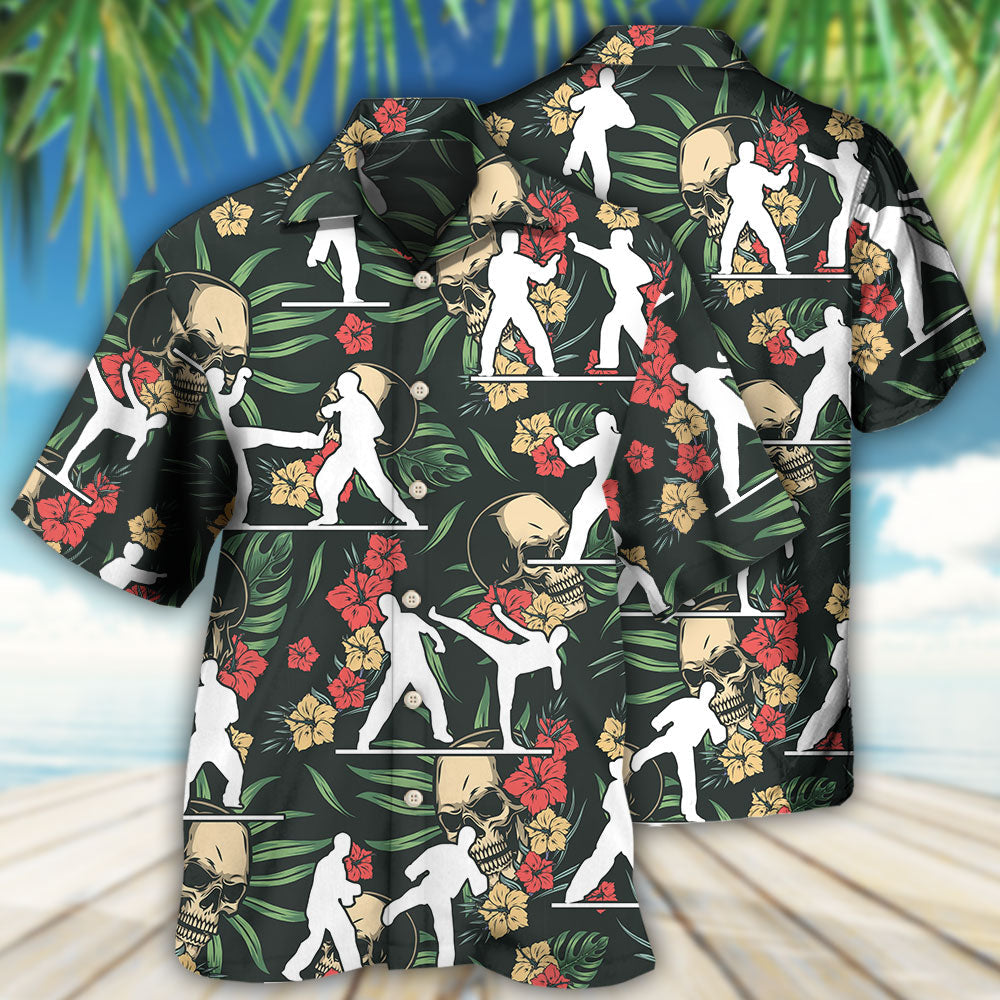Tropical Floral Taekwondo Hawaiian Shirt Artwork Detail For Resort Trips And Outdoor Activities