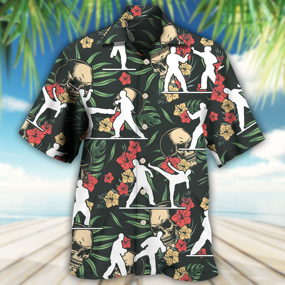 Tropical Floral Taekwondo Hawaiian Shirt Pattern View For Relaxed Warm Weather Outfits
