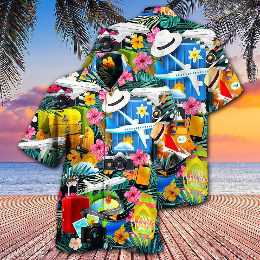 Floral Cute Airplane Hawaiian Shirt With Detailed Graphic For Beach Parties Vacation Travel And Relaxed Casual Style