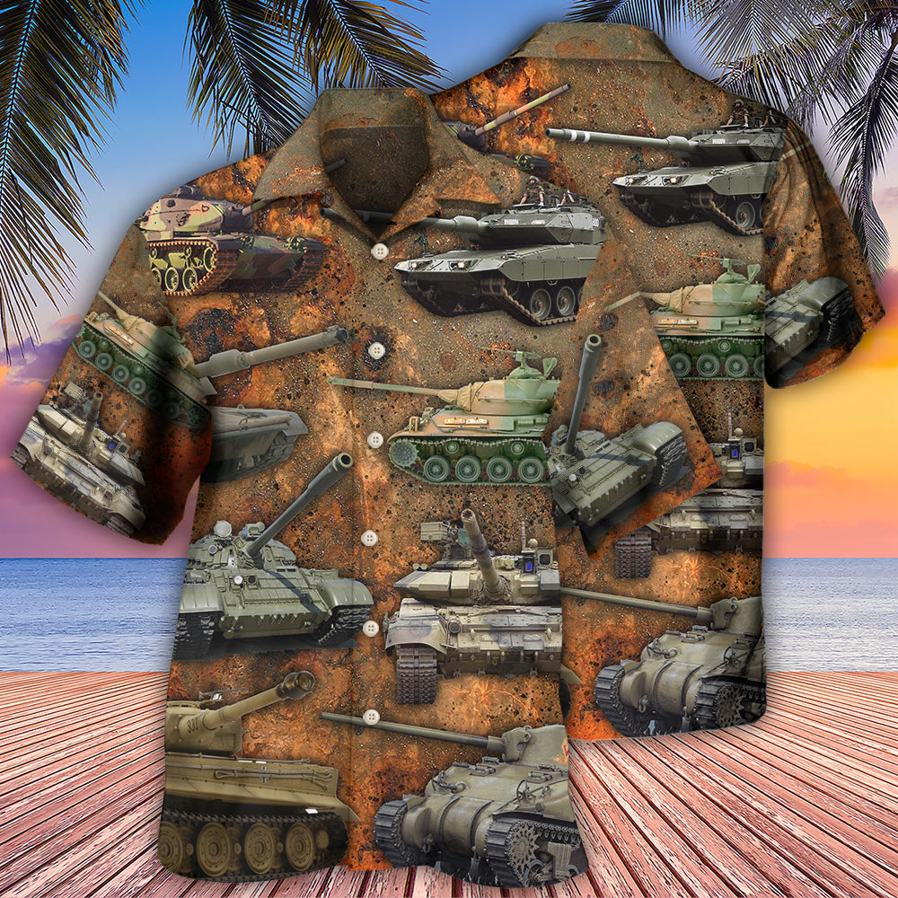 Retro Tank Dusty Vibe Hawaiian Shirt Design Detail For Beach Days And Holiday Travel