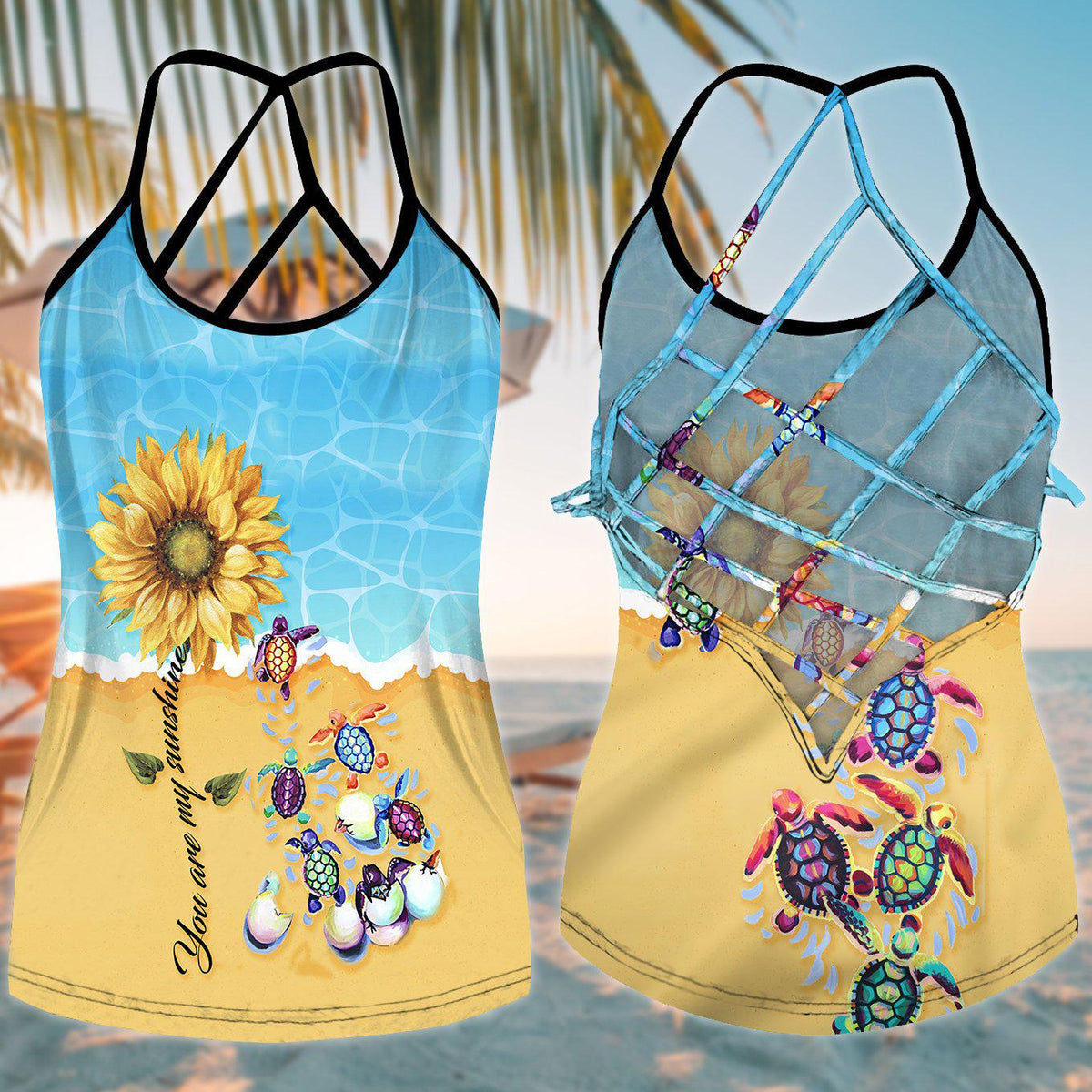 Turtle Loves Beach Ocean Love Hollow Tank Top For Resort Trips And Relaxed Style