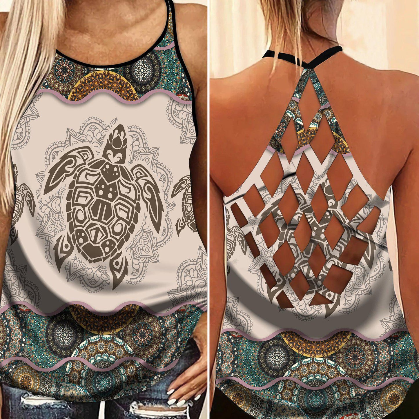 Turtle Loves Beach Ocean Love Hollow Tank Top For Coastal Adventures And Festivals