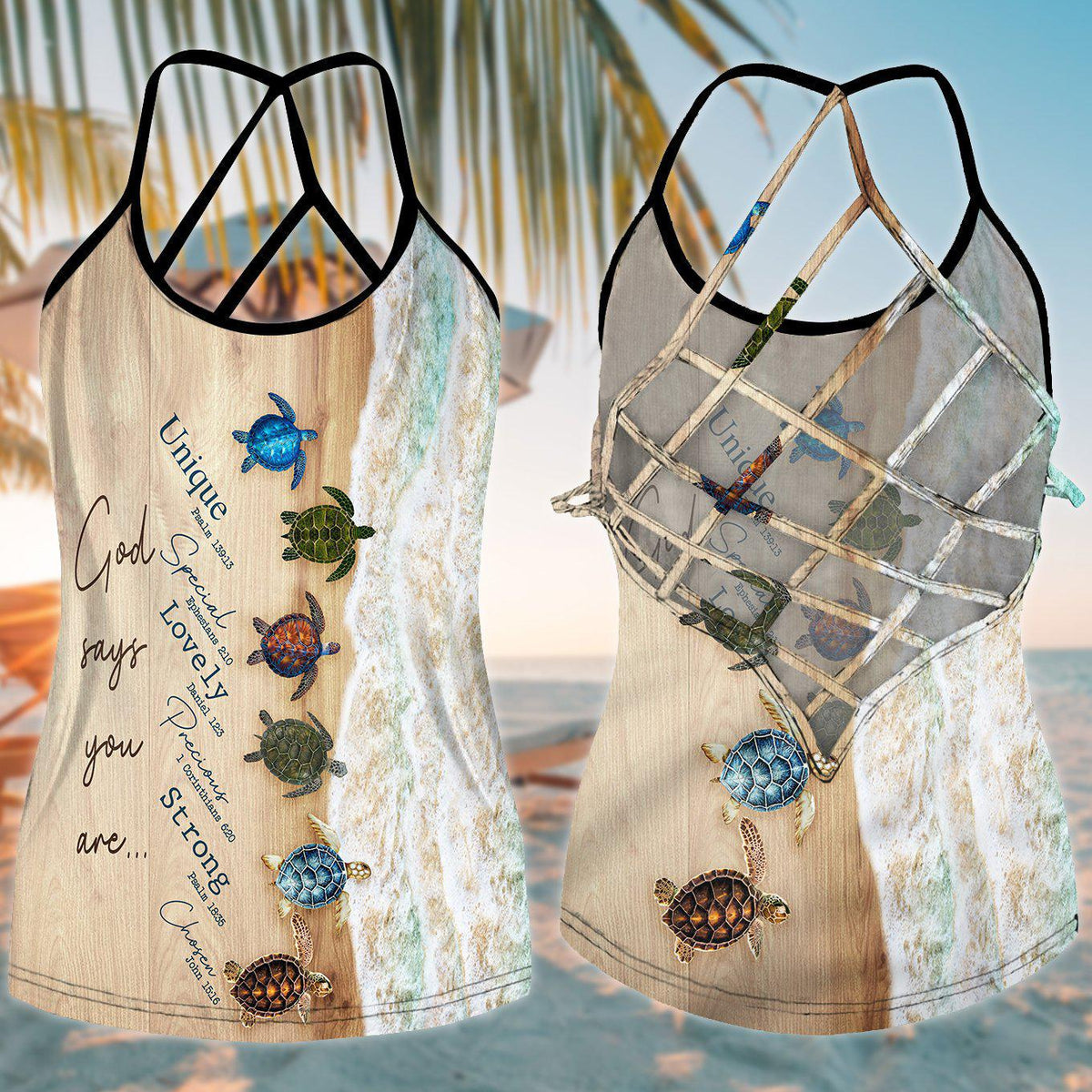 Turtle Loves Beach Ocean Love Hollow Tank Top For Ocean Lovers And Weekend Wear