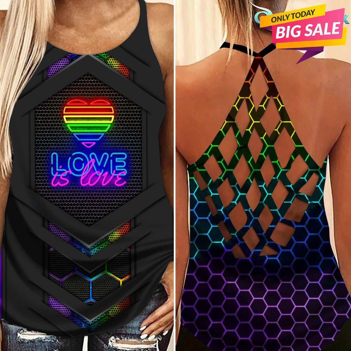 LGBT Love Pride Hollow Tank Top For Charity Events And Casual Wear
