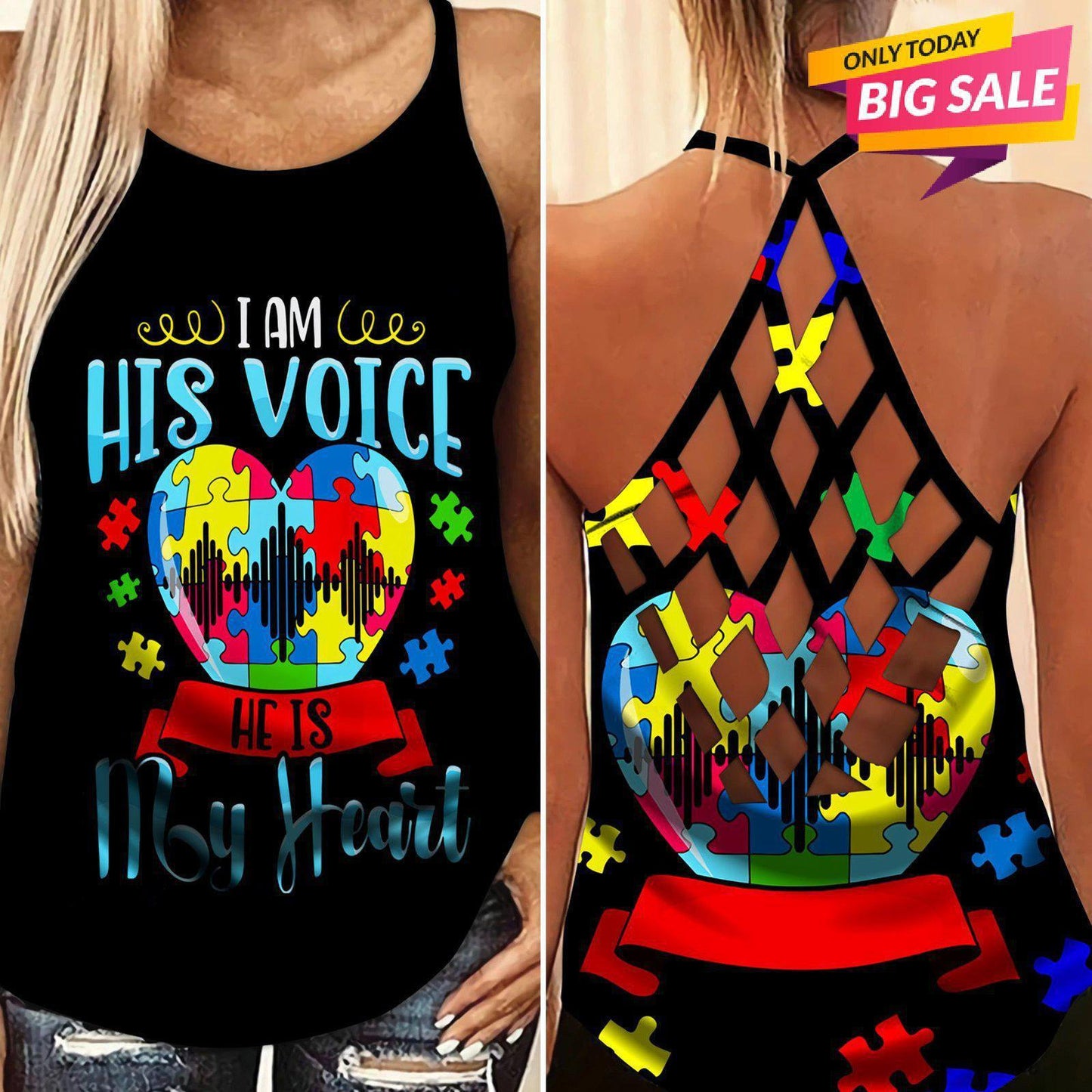Autism Love Hollow Tank Top For Positive Support And Gifting