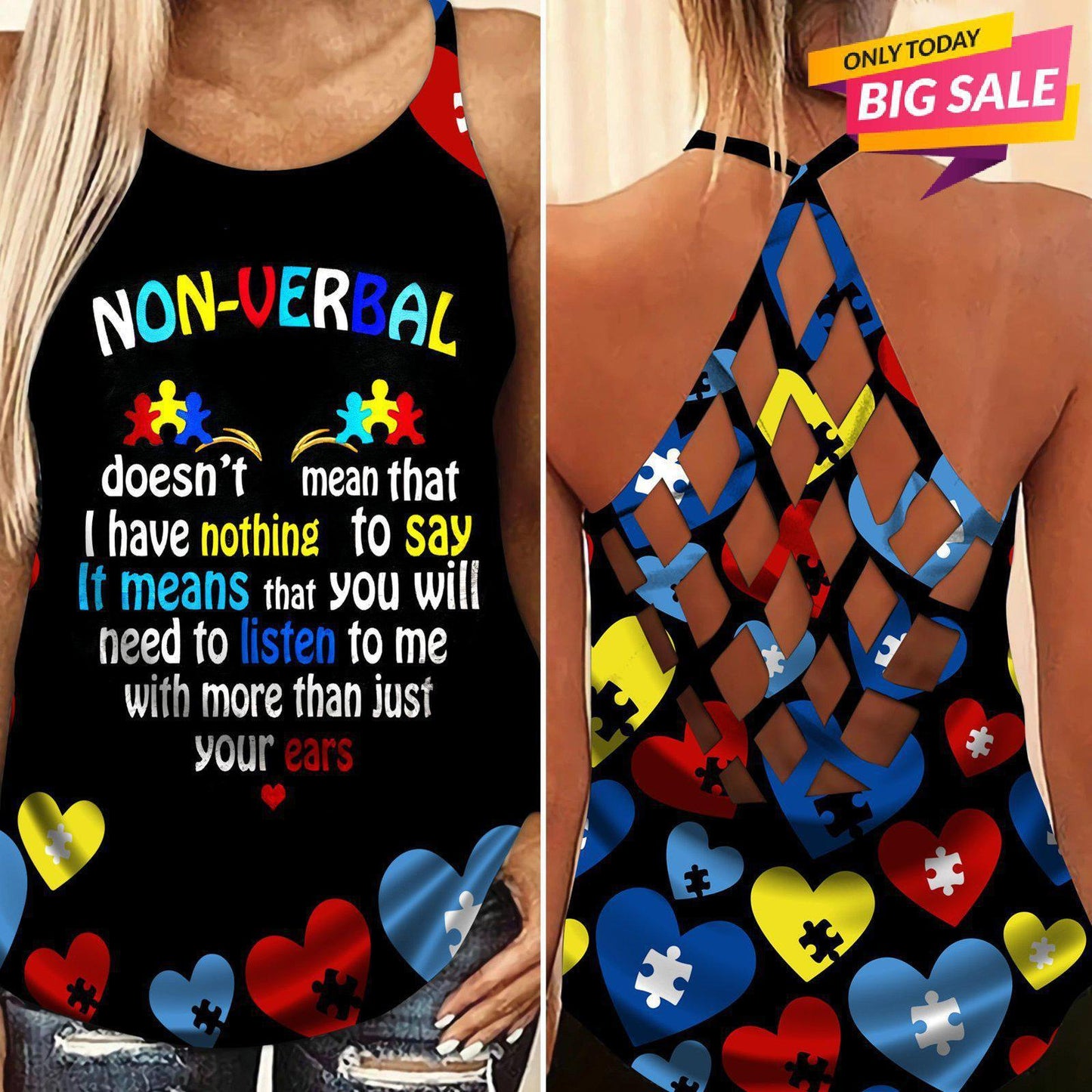Autism Love Hollow Tank Top For Positive Advocacy And Everyday Wear