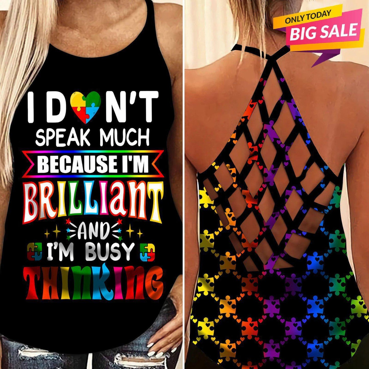 Autism Love Hollow Tank Top For Awareness Activities And Summer Events