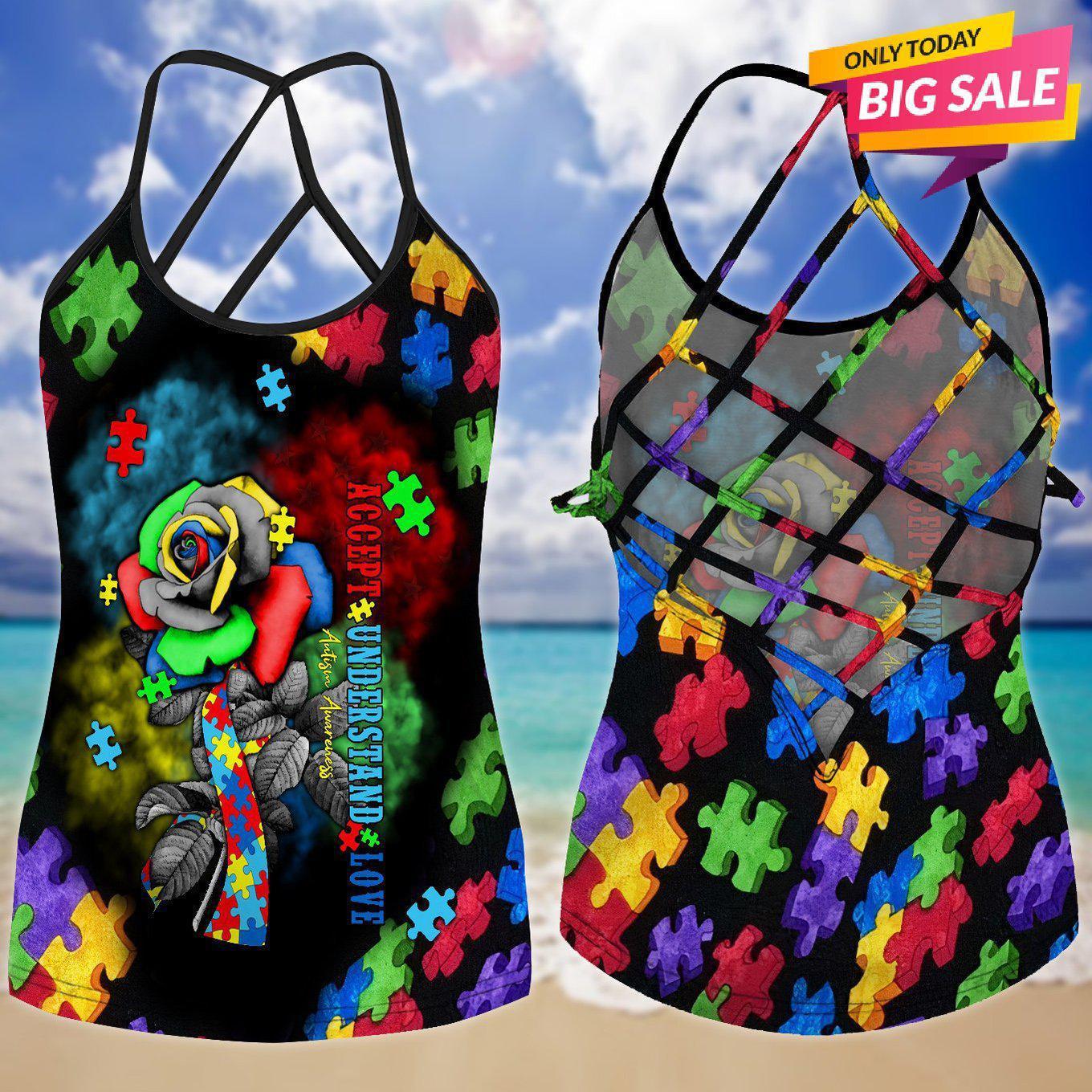 Autism Love Hollow Tank Top For Awareness Activities And Festivals