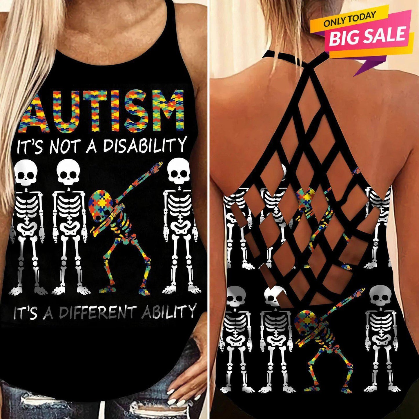 Autism Love Hollow Tank Top For Support Events And Casual Styling