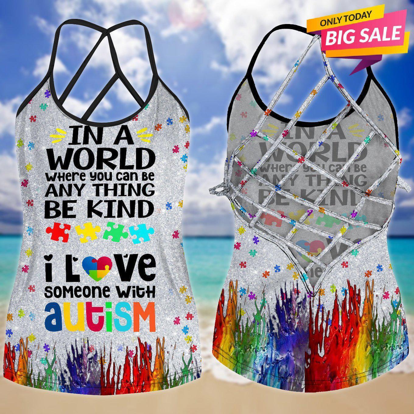 Autism Love Hollow Tank Top For Activewear And Casual Everyday Style