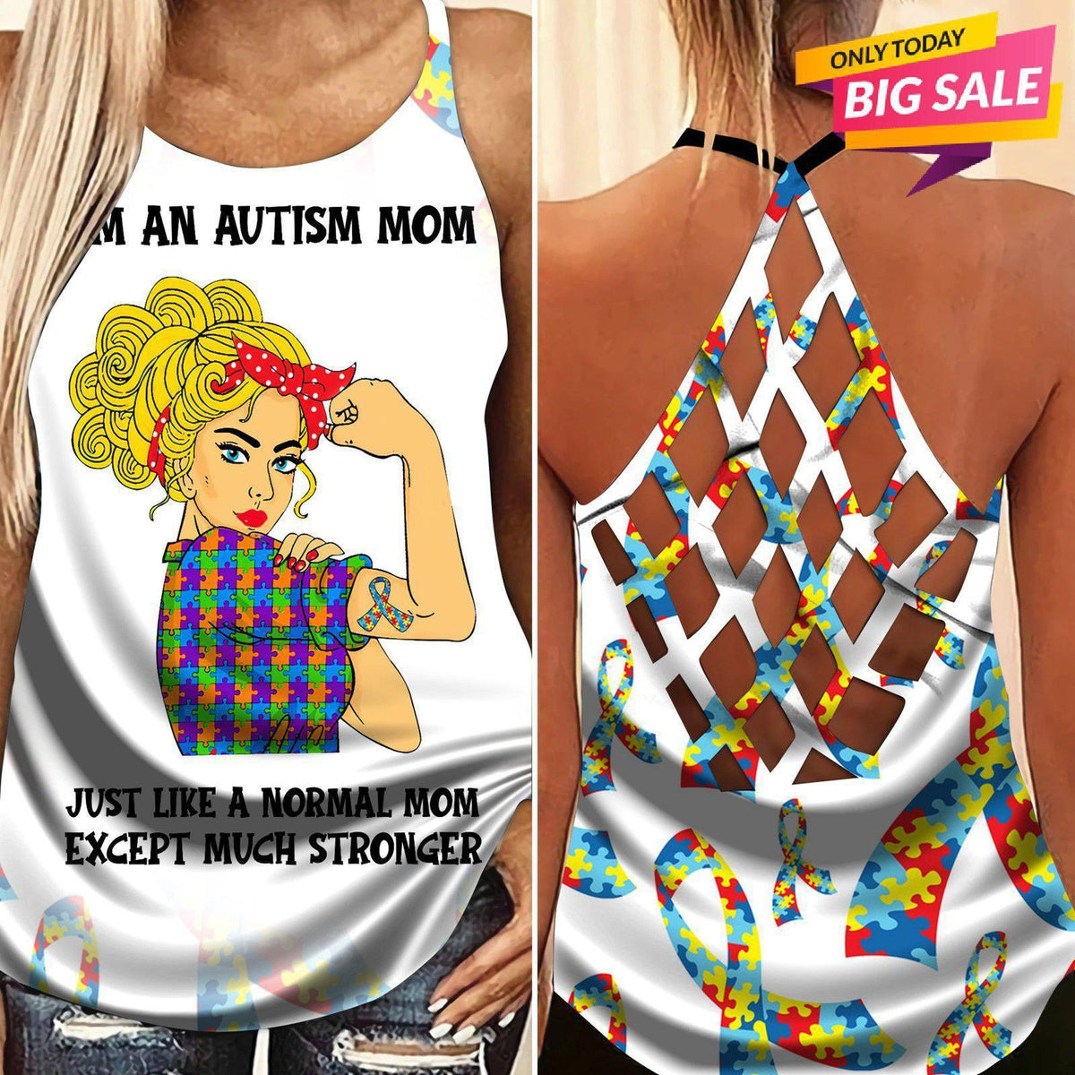 Autism Love Hollow Tank Top For Community Support And Casual Wear