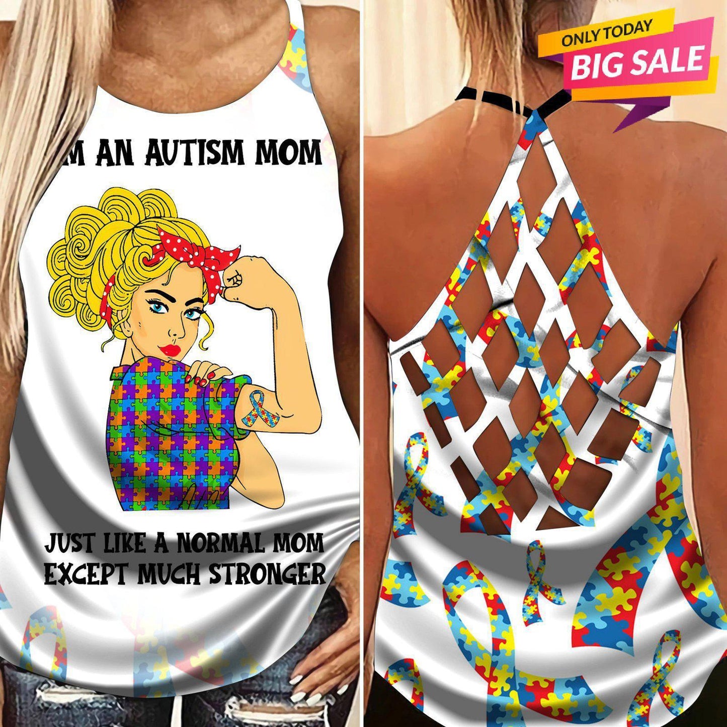 Autism Love Hollow Tank Top For Community Support And Casual Wear