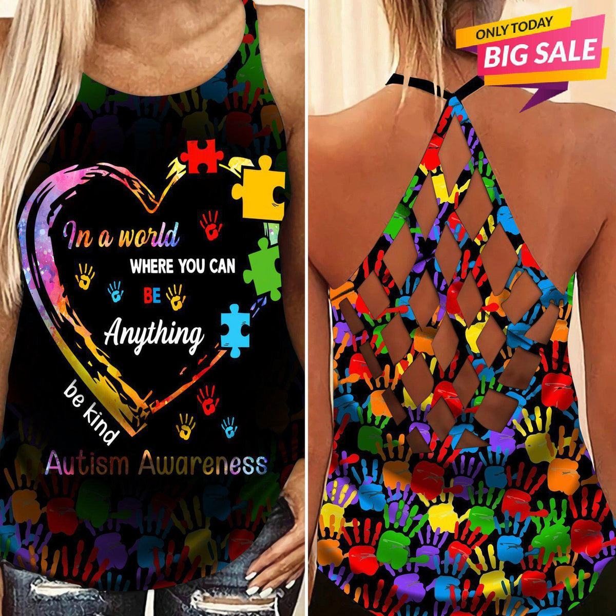Autism Love Hollow Tank Top For Community Pride And Casual Style