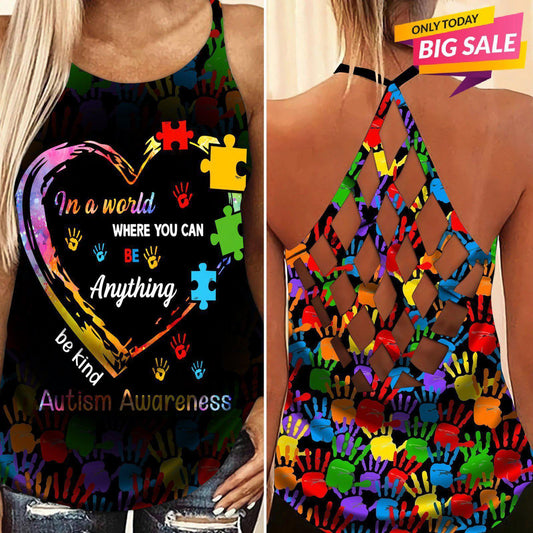 Autism Love Hollow Tank Top For Community Pride And Casual Style