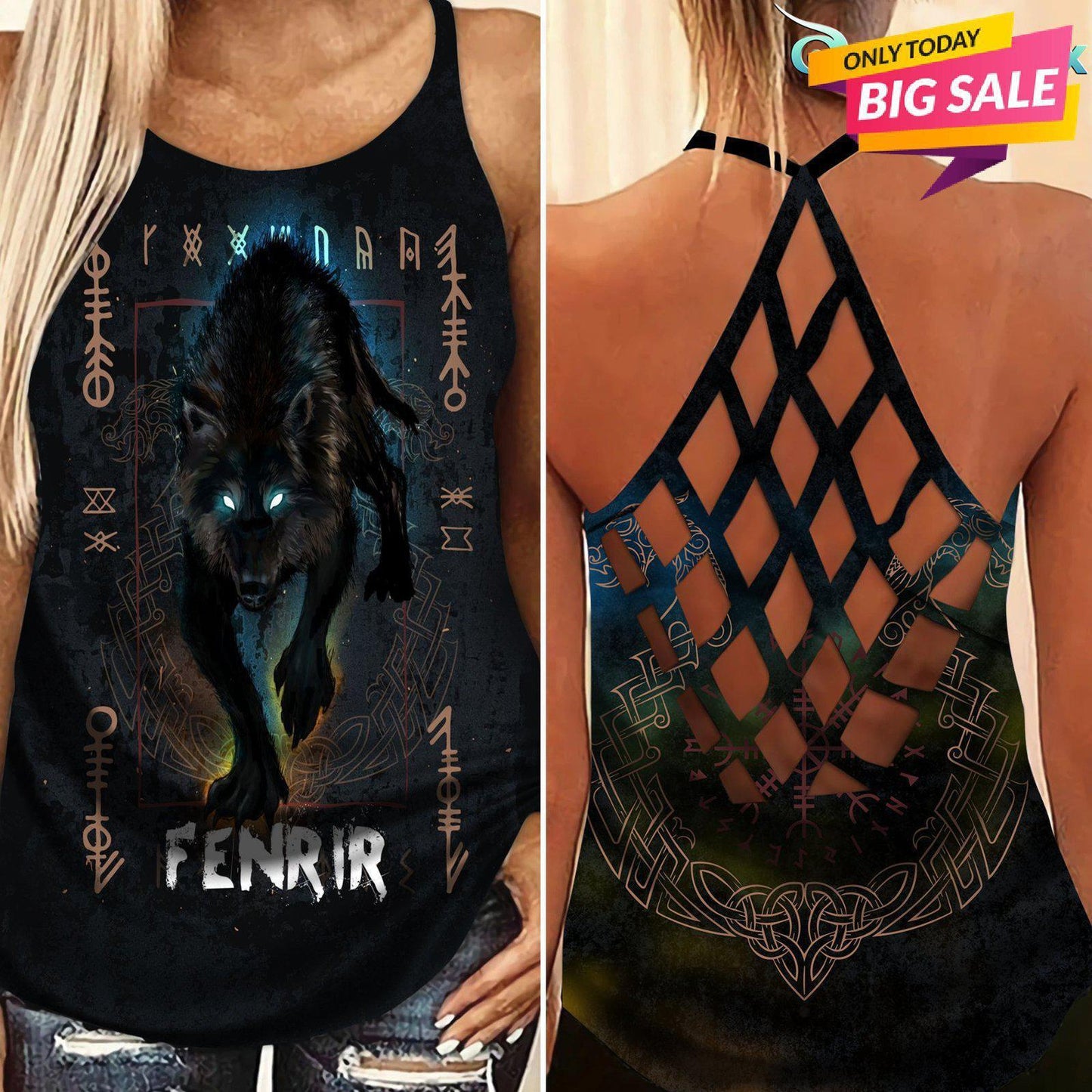 Viking Strength Hollow Tank Top For Alternative Art Lovers And Gifting