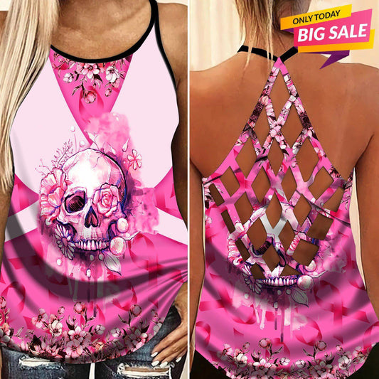 Cancer Strength Hollow Tank Top For Community Activities And Comfort