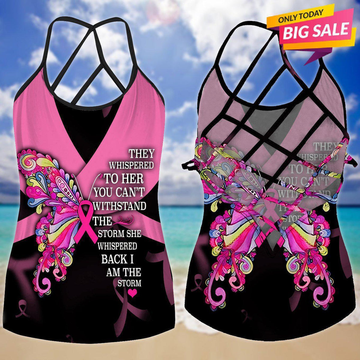 Cancer Strength Hollow Tank Top For Positive Support And Gifting