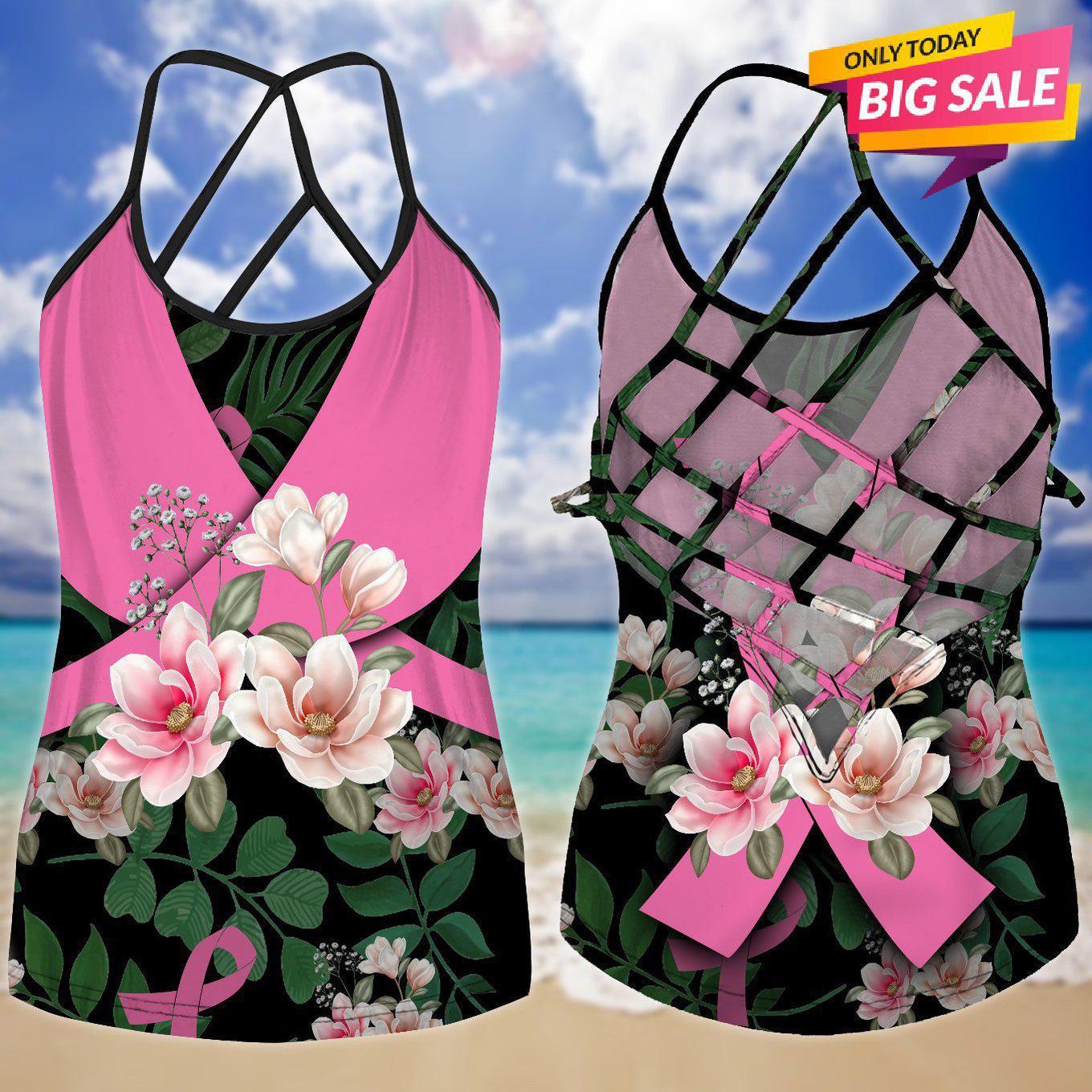Cancer Strength Hollow Tank Top For Charity Events And Casual Wear