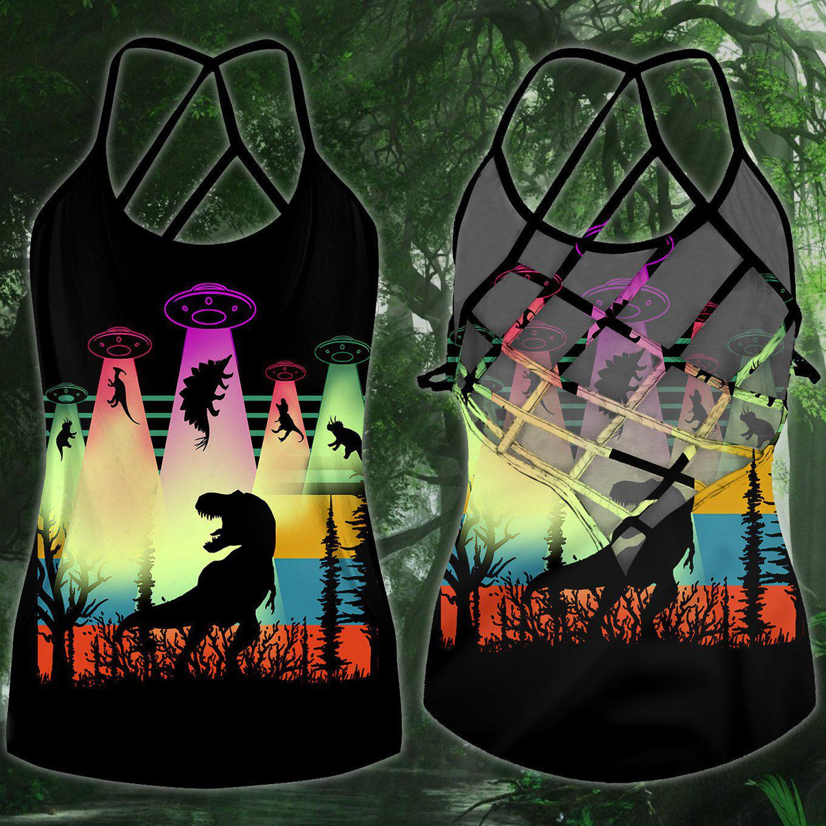 Dinosaurs Peace Life Hollow Tank Top For Fitness Training And Travel