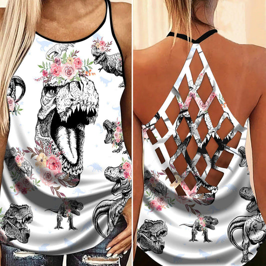 Dinosaurs Peace Life Hollow Tank Top For Yoga Sessions And Summer Outings