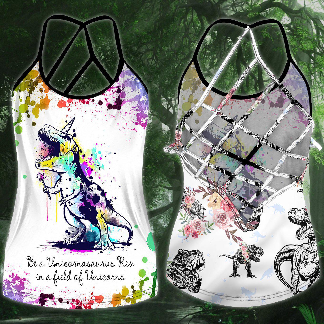 Dinosaurs Peace Life Hollow Tank Top For Yoga Workouts And Festival Wear