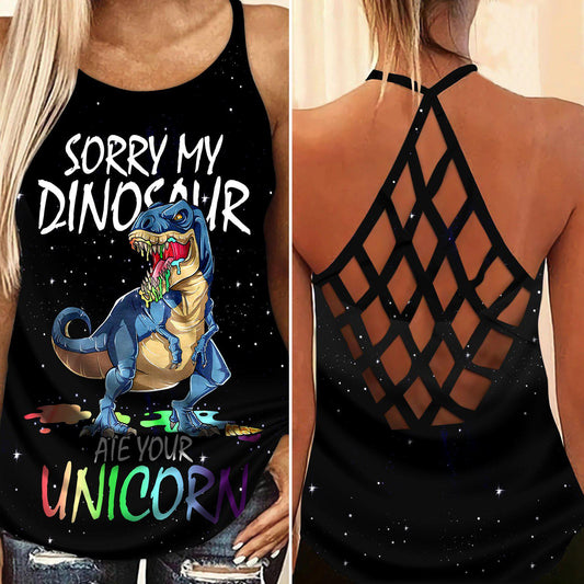 Dinosaurs Peace Life Hollow Tank Top For Studio Practice And Casual Styling