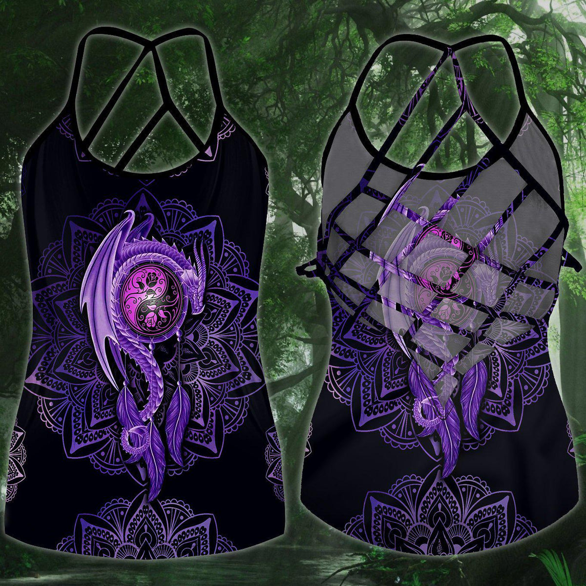 Dragon Strength Everyday Hollow Tank Top For Festival Nights And Vacation Wear