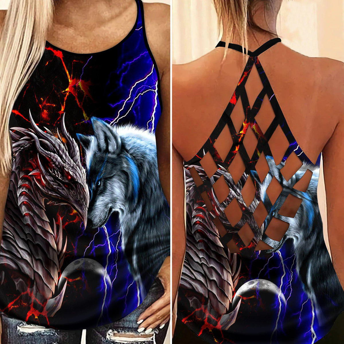 Dragon Strength Everyday Hollow Tank Top For Summer Events And Alternative Outfits