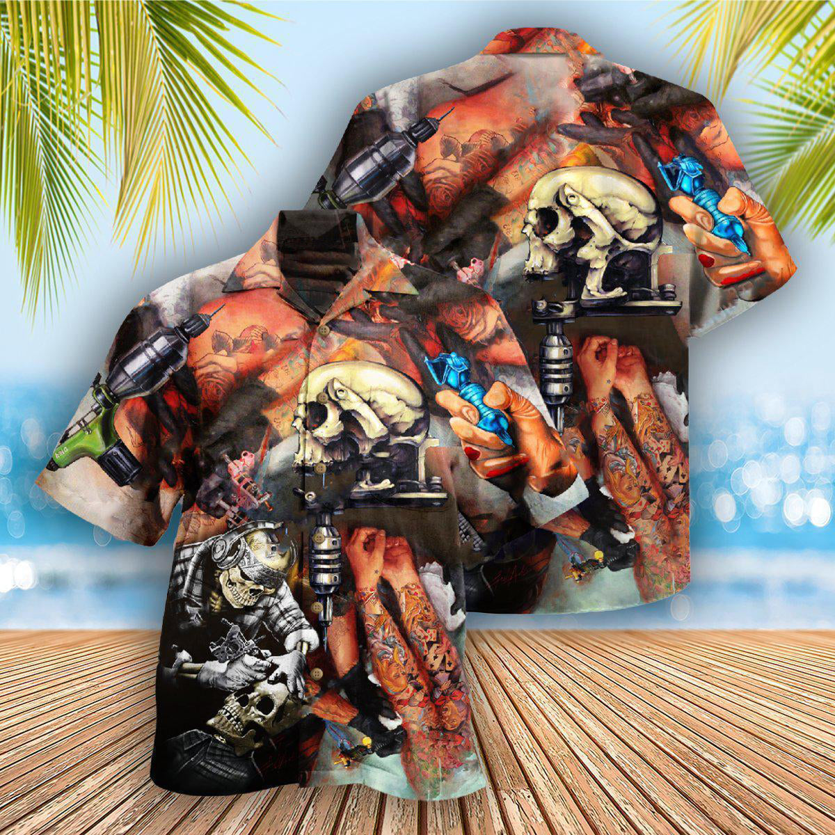 Tattoo Art Hawaiian Shirt With All Over Print For Beach Parties Vacation Travel And Relaxed Casual Style