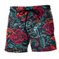 Tattoo Red Rose Heart Beach Shorts Pattern View For Relaxed Vacation Styling