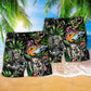 Tattoo Skull Girl Artistic Beach Shorts Pattern View For Vacation Travel And Outdoor Fun