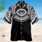 Tropical Tattoo Black Hawaiian Shirt For Summer Vacation, Beach Travel, And Casual Wear
