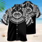 Tropical Tattoo Black Hawaiian Shirt For Summer Vacation, Beach Travel, And Casual Wear