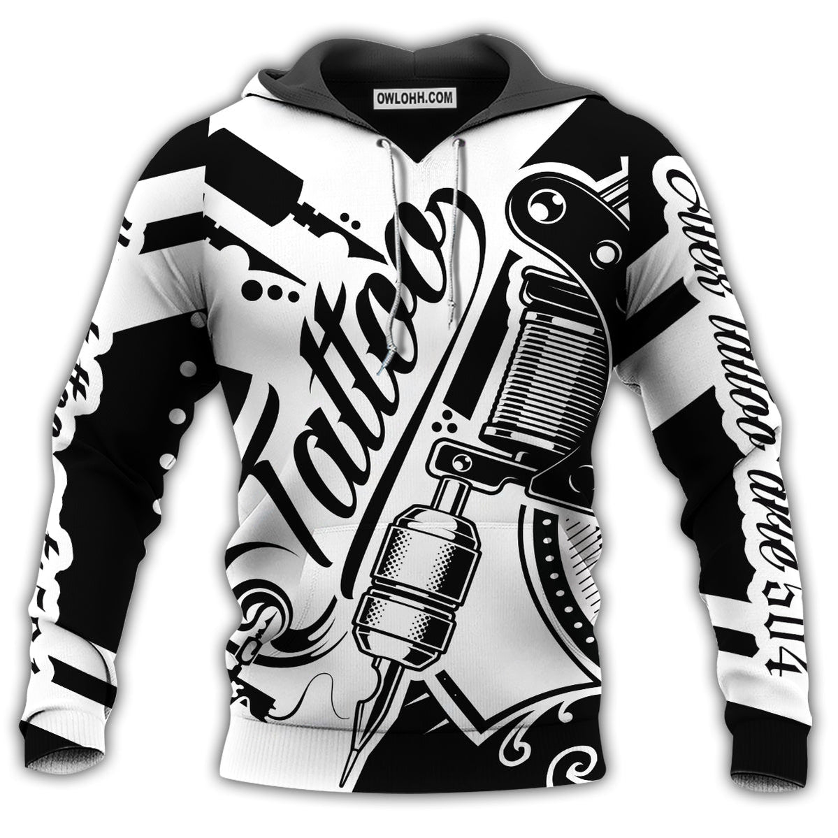 Black White Tattoo Personalized Hoodie For Casual Outfits Outdoor Trips And Comfortable Layering