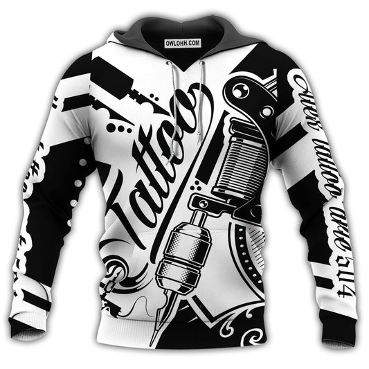 Black White Tattoo Personalized Hoodie For Casual Outfits Outdoor Trips And Comfortable Layering