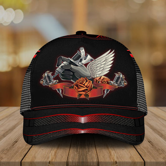 Tattoo Rose Black Background Classic Cap For Vacation Style Outdoor Activities And Daily Comfort