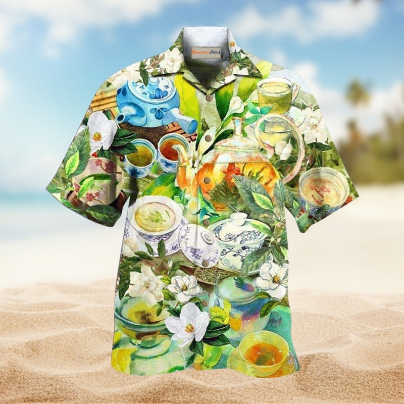 Fresh Tea Cup Hawaiian Shirt For Coastal Adventures Outdoor Gatherings And Casual Warm Weather Wear