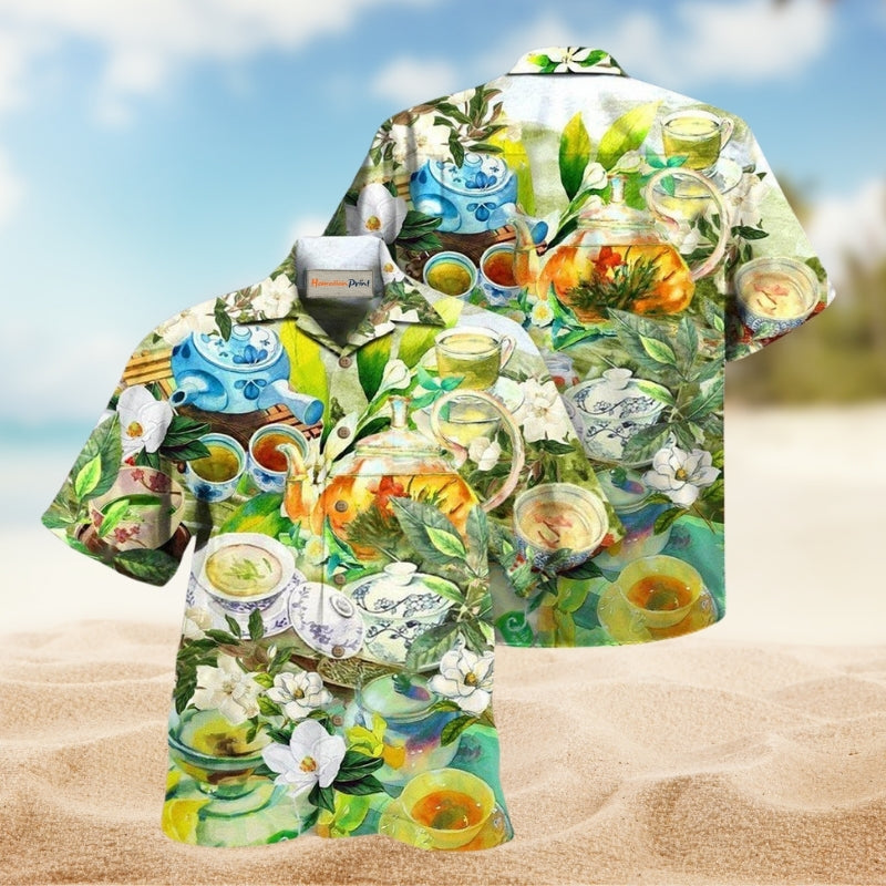 Fresh Tea Cup Hawaiian Shirt For Coastal Adventures Outdoor Gatherings And Casual Warm Weather Wear