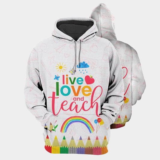 Teach Live Love Hoodie For Everyday Streetwear Seasonal Travel And Gift Giving