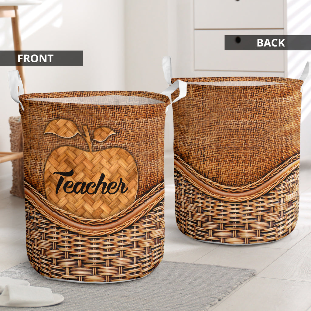 Teacher Rattan Texture Apple Laundry Basket For Room Home Organizer