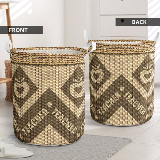 Teacher Wicker Texture Laundry Basket For Bathroom Bedroom Storage