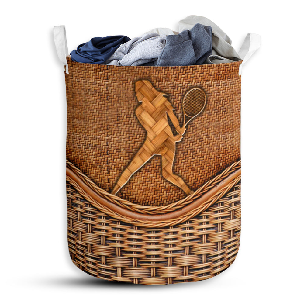 Tennis Rattan Texture Sporty Laundry Basket For Bathroom Bedroom Storage