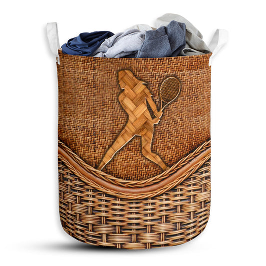 Tennis Rattan Texture Sporty Laundry Basket For Bathroom Bedroom Storage