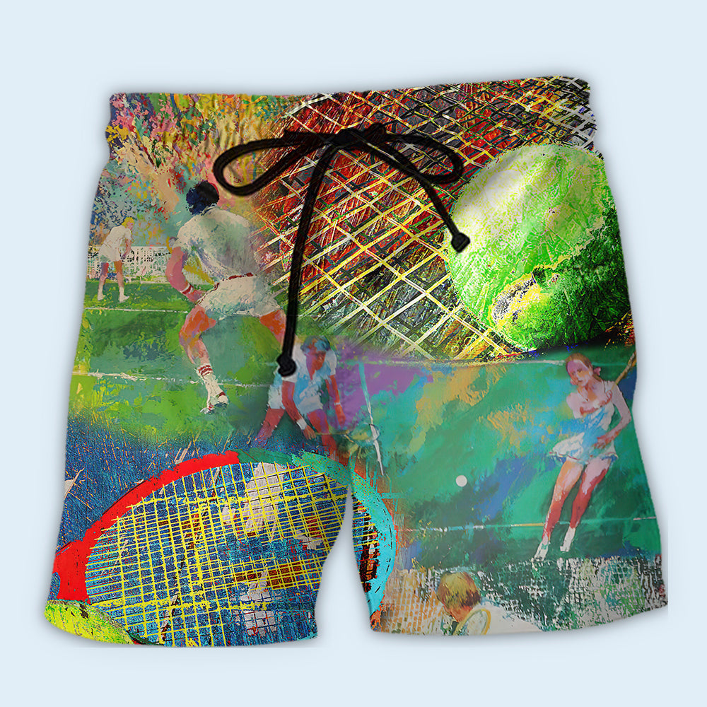 Tennis Motion Blur Sport Beach Shorts Pattern View For Resort Days And Outdoor Activities