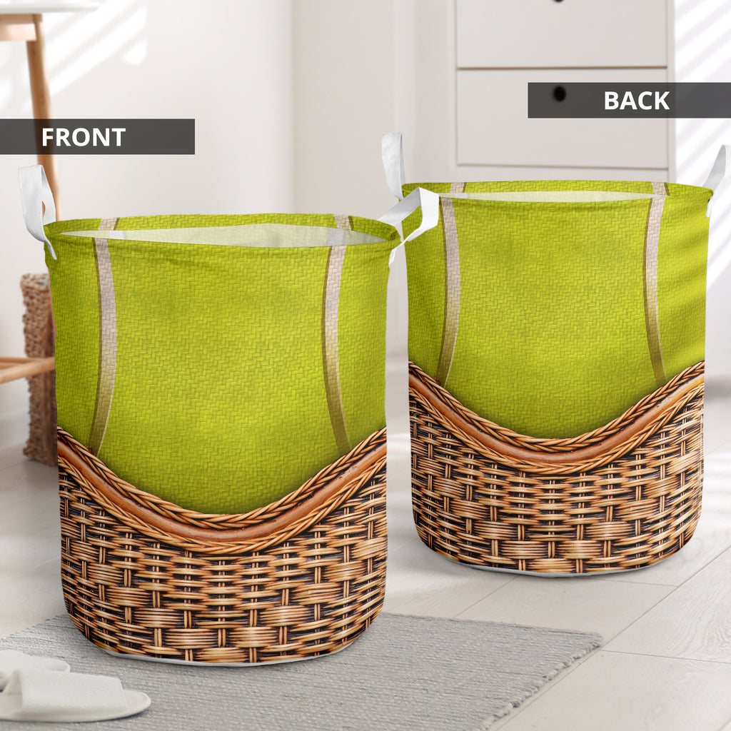 Tennis Ball Rattan Texture Laundry Basket For Room Home Organizer