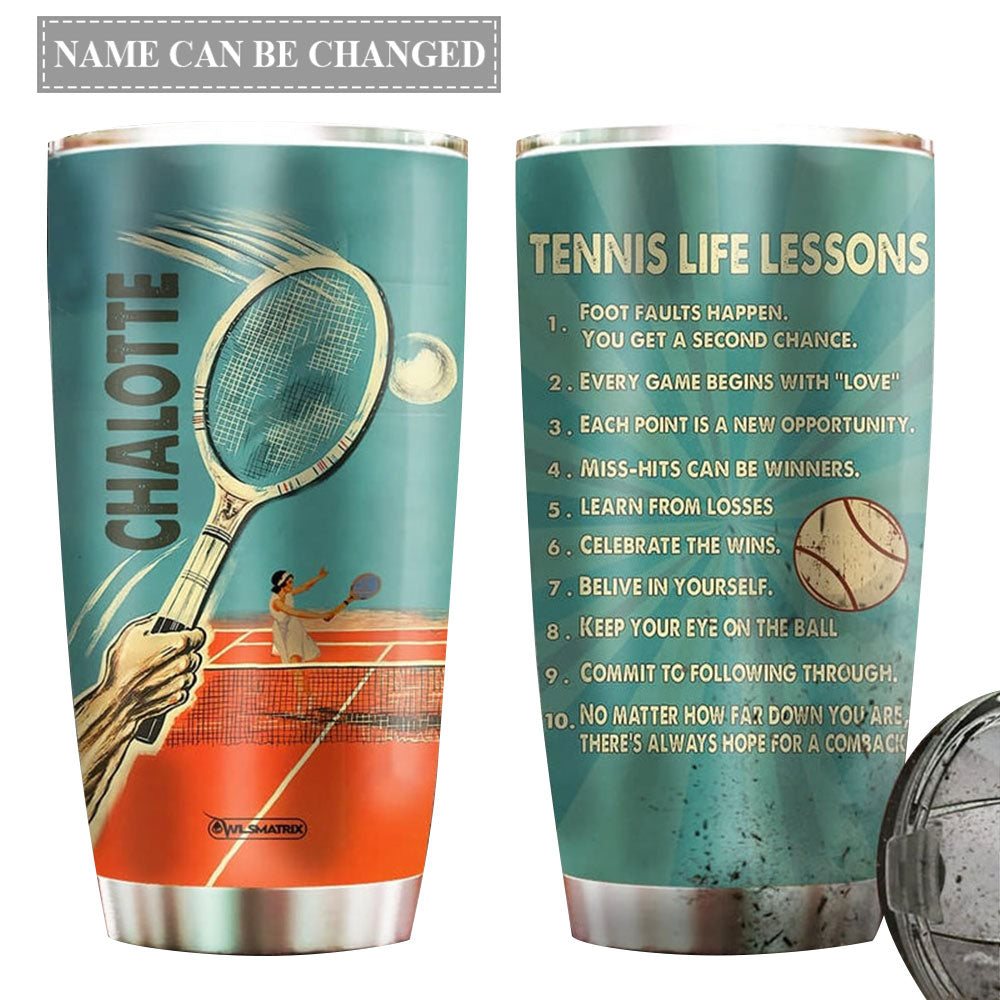 Tennis Life Lessons Personalized 20 Oz Tumbler For Coffee Travel And Daily Drinks